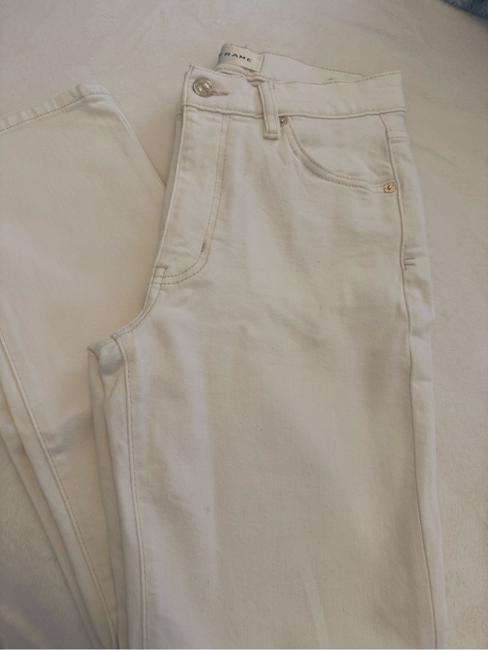 FRAME Denim The Borrowed High-Rise White Jeans